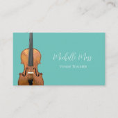 ミュージカルQRコードヴァイオリン先生ティール(緑がかった色)グリーン 名刺 (正面)