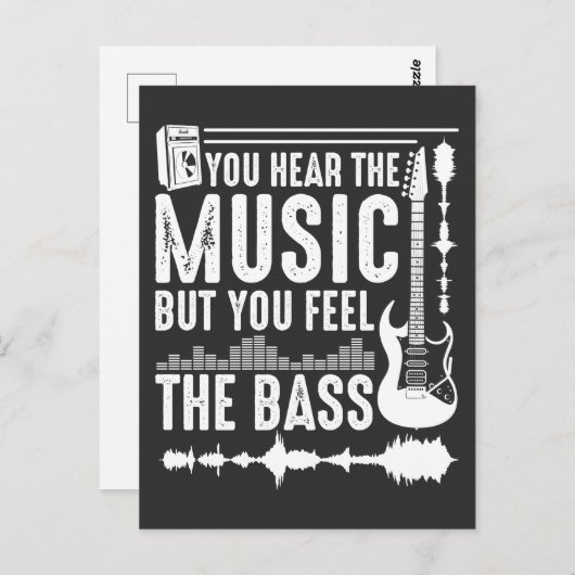 ミュージシャンおもしろいベース・ギター・プレーヤーのベース・ギタリスト ポストカード (正面/裏面)