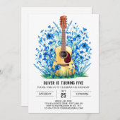 ミュージシャンお洒落ギターボーイ誕生日 招待状 (正面/裏面)