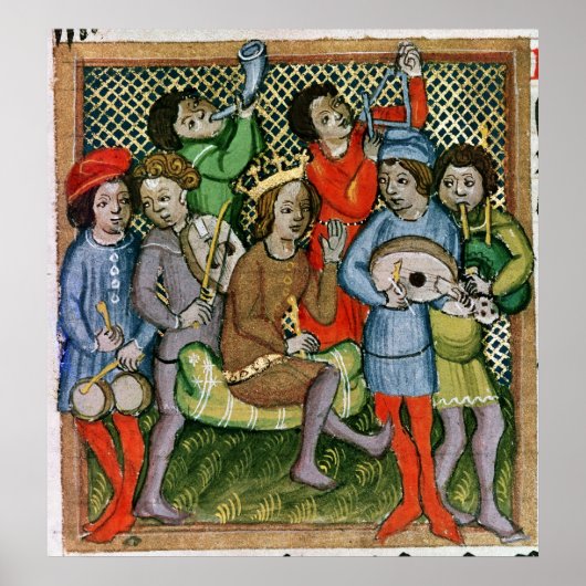 ミュージシャンに囲まれた座ったクラウン付き姿 ポスター (正面)