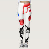 ミュージシャンのために白い赤の長いレギンス レギンス (正面)