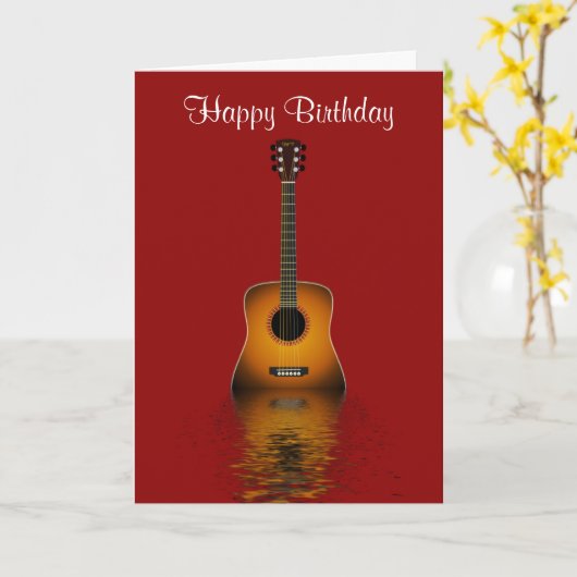ミュージシャンのためのアコースティックギターとのハッピーバースデー カード (黄色い花)