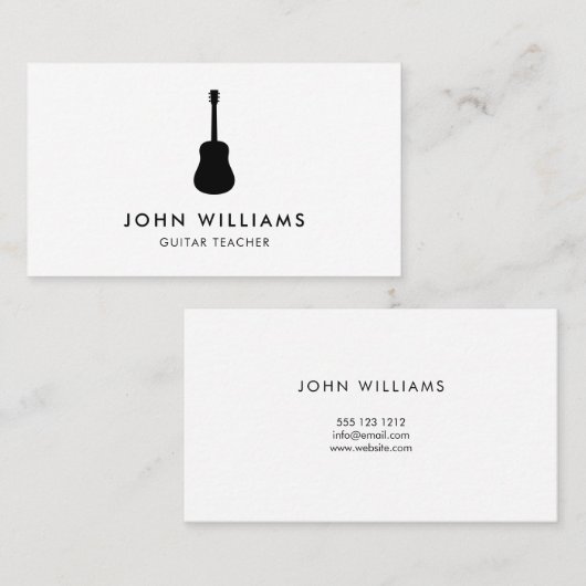 ミュージシャンのアコースティックギターのミニマリストのモダン 名刺 (正面/裏面)