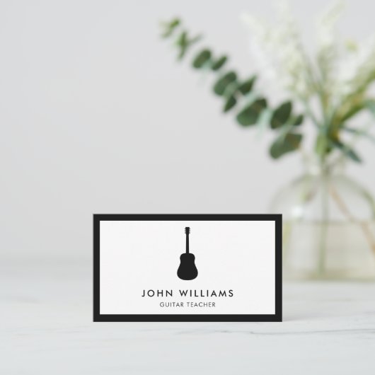 ミュージシャンのアコースティックギターのミニマリストのモダン 名刺 (スタンド正面)