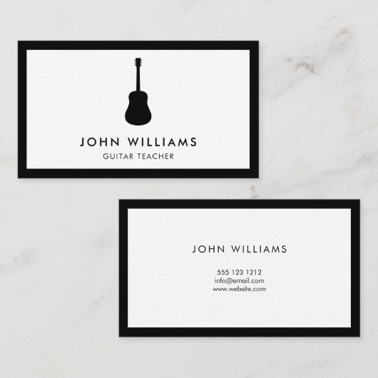 ミュージシャンのアコースティックギターのミニマリストのモダン 名刺 (正面/裏面)