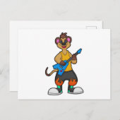 ミュージシャンのキツネザルとギター ポストカード (正面/裏面)