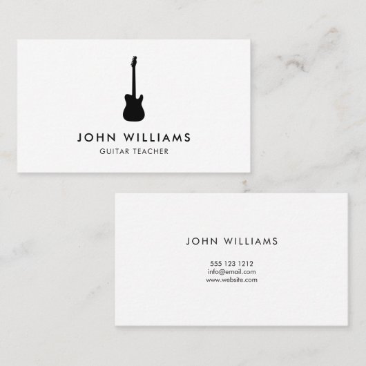 ミュージシャンのギターのミニマリストのモダン 名刺 (正面/裏面)