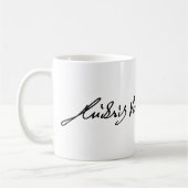 ミュージシャンのルートヴィヒ・ヴァン・ベートーヴェン署名 コーヒーマグカップ (左)