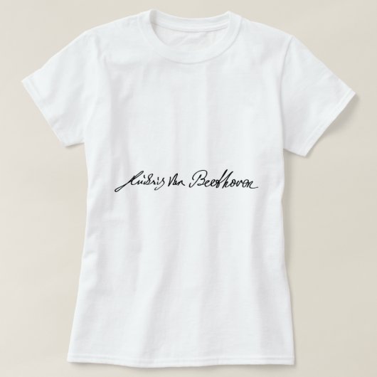 ミュージシャンのルートヴィヒ・ヴァン・ベートーヴェン署名 Tシャツ (デザイン正面)