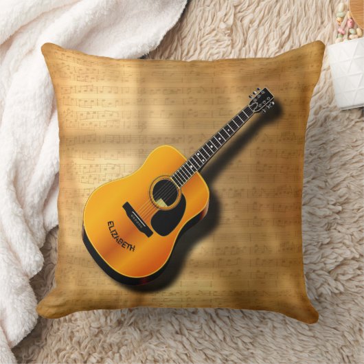 ミュージシャンの名前をカスタムするを用いる音響のヴィンテージのギター クッション (ブランケット)