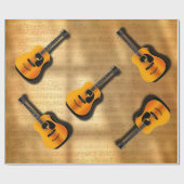 ミュージシャンの名前をカスタムするを用いる音響のヴィンテージのギター ラッピングペーパー (フラット)