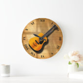 ミュージシャンの名前をカスタムするを用いる音響のヴィンテージのギター ラージ壁時計 (ホーム)