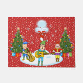 ミュージシャンの小妖精や小人のクリスマスのドア・マット ドアマット (正面)