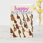 ミュージシャンの弦楽器の誕生日 カード (黄色い花)