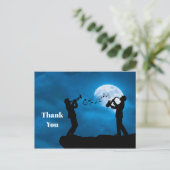 ミュージシャンの満月シルエット感謝 ポストカード (スタンド正面)