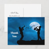 ミュージシャンの満月シルエット感謝 ポストカード (正面/裏面)