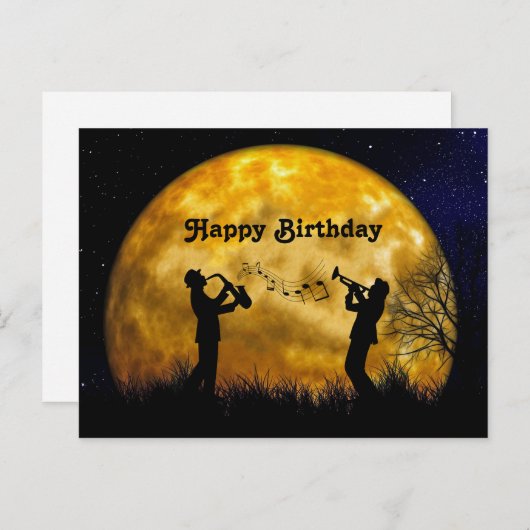 ミュージシャンの満月水彩の誕生日 ポストカード (正面/裏面)