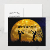 ミュージシャンの満月水彩誕生日 ポストカード (正面/裏面)