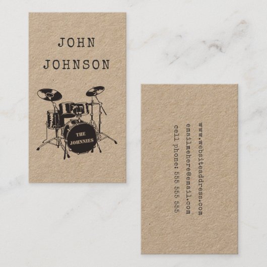 ミュージシャンの芸術家のドラマーの打楽器バンド公表 コーリングカード (正面/裏面)