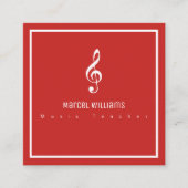 ミュージシャンの赤い名刺(ミュージカルノート付き) スクエア名刺 (正面)