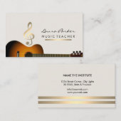 ミュージシャンの音楽の先生のギター音楽ノートの金ゴールド 名刺 (正面/裏面)