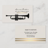 ミュージシャンの音楽の先生のトランペットの楽器の金ゴールド 名刺 (正面/裏面)