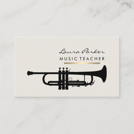 ミュージシャンの音楽の先生のトランペットの楽器の金ゴールド 名刺 (正面)