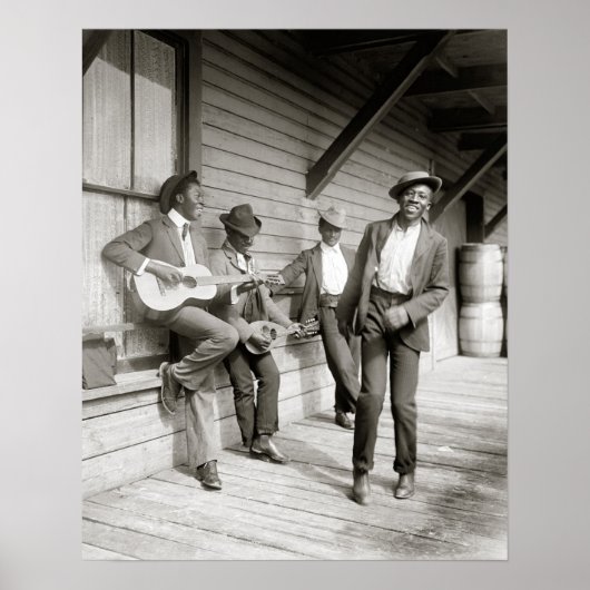 ミュージシャンは道路で、1908年。ヴィンテージ写真 ポスター (正面)