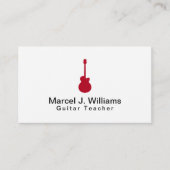 ミュージシャンアコースティックレッドギタモダンーホワイト 名刺 (正面)