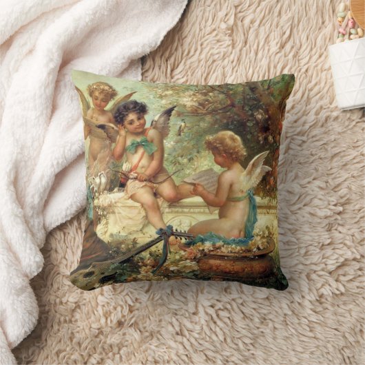 ミュージシャンエンジェルズバイハンスザッツカビクトリアンファインアート クッション (ブランケット)