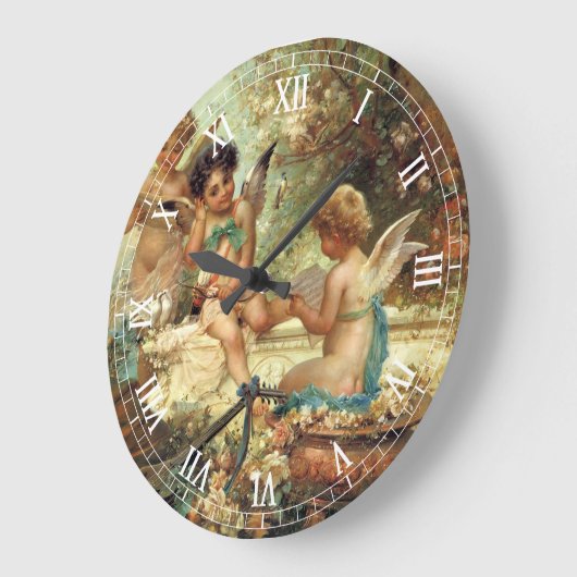 ミュージシャンエンジェルズバイハンスザッツカビクトリアンファインアート ラージ壁時計 (傾斜)