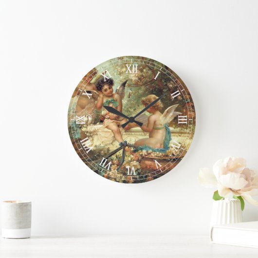ミュージシャンエンジェルズバイハンスザッツカビクトリアンファインアート ラージ壁時計 (ホーム)