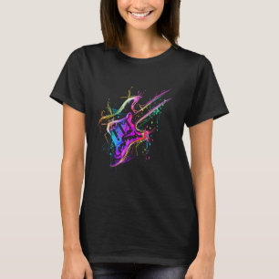 ミュージシャンカラフルベース電気ギター Tシャツ