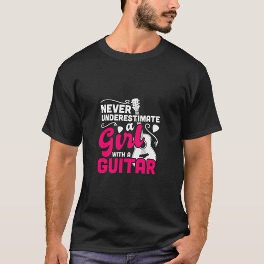 ミュージシャンガールギタリストミュージカル楽器 Tシャツ (正面)