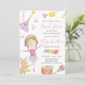 ミュージシャンガール誕生日招待状 招待状 (スタンド正面)