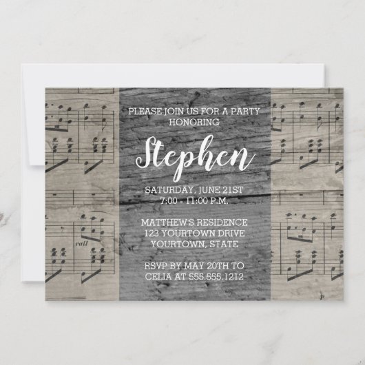 ミュージシャンギタリスト素朴写真卒業 招待状 (裏面)