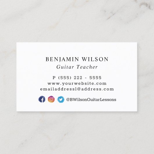 ミュージシャンギター先生水彩 名刺 (裏面)