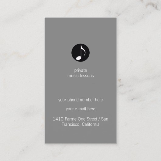 ミュージシャングレーの名刺とミュージカルメモ 名刺 (裏面)