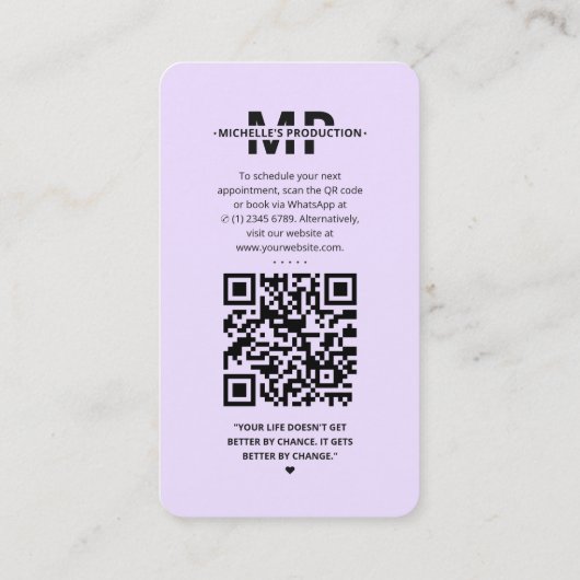 ミュージシャンシンガーコンポーザーIGライトパープルモダン 名刺 (裏面)