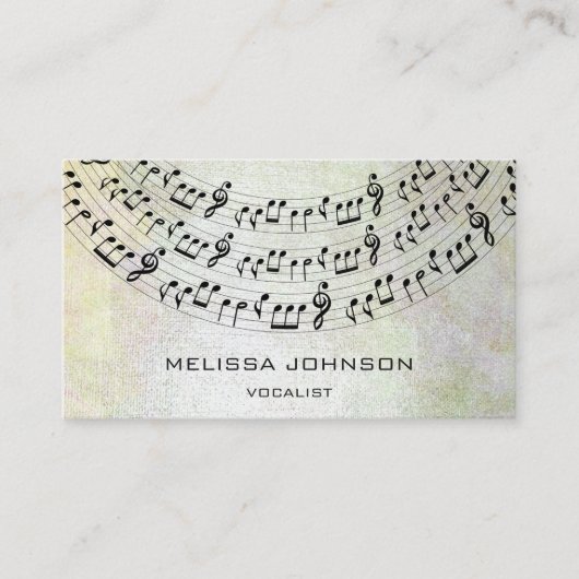 ミュージシャンシンガーコンポーネントピアニストメタリックパステル 名刺 (正面)