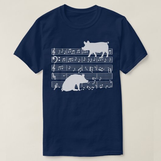 ミュージシャンシート音楽デザインとPig on Music Note Tシャツ (デザイン正面)
