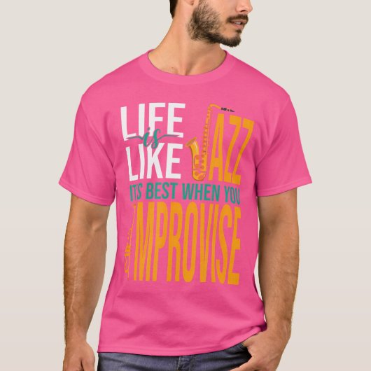 ミュージシャンジャズサックス服 Tシャツ (正面)