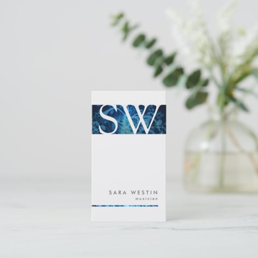 ミュージシャンスキルミュージックノートストライプモノグラはっきりしたム 名刺 (スタンド正面)