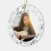 ミュージシャンフォト白黒ミュージックノート セラミックオーナメント (左)