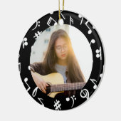 ミュージシャンフォト白黒ミュージックノート セラミックオーナメント (左)