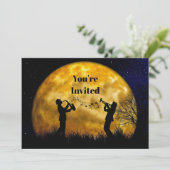 ミュージシャンフルムーンウォーターカラー誕生日 招待状 (スタンド正面)