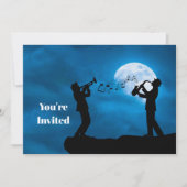 ミュージシャンフルムーンシルエット誕生日 招待状 (正面)