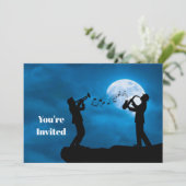 ミュージシャンフルムーンシルエット誕生日 招待状 (スタンド正面)