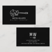 ミュージシャンブラックビジネスカードとギター 名刺 (正面/裏面)