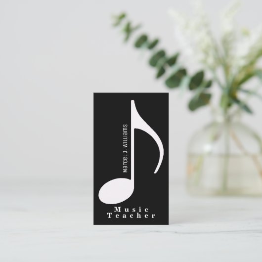 ミュージシャンブラックビジネスカードとミュージカルノート 名刺 (スタンド正面)